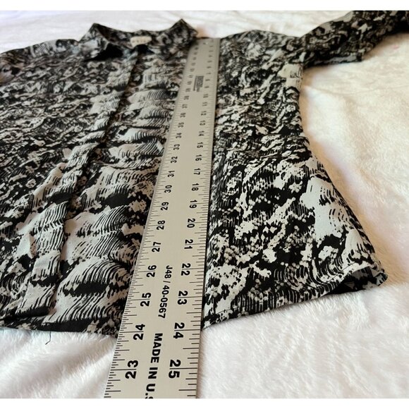 Reiss Womens Black & White Abstract Button-Up Blouse Size 6 Long Sleeve Casual - Picture 6 of 9